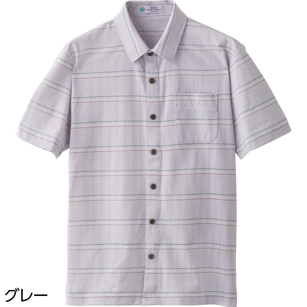 【紳士】麻混ワンタッチテープ半袖ニットシャツの画像