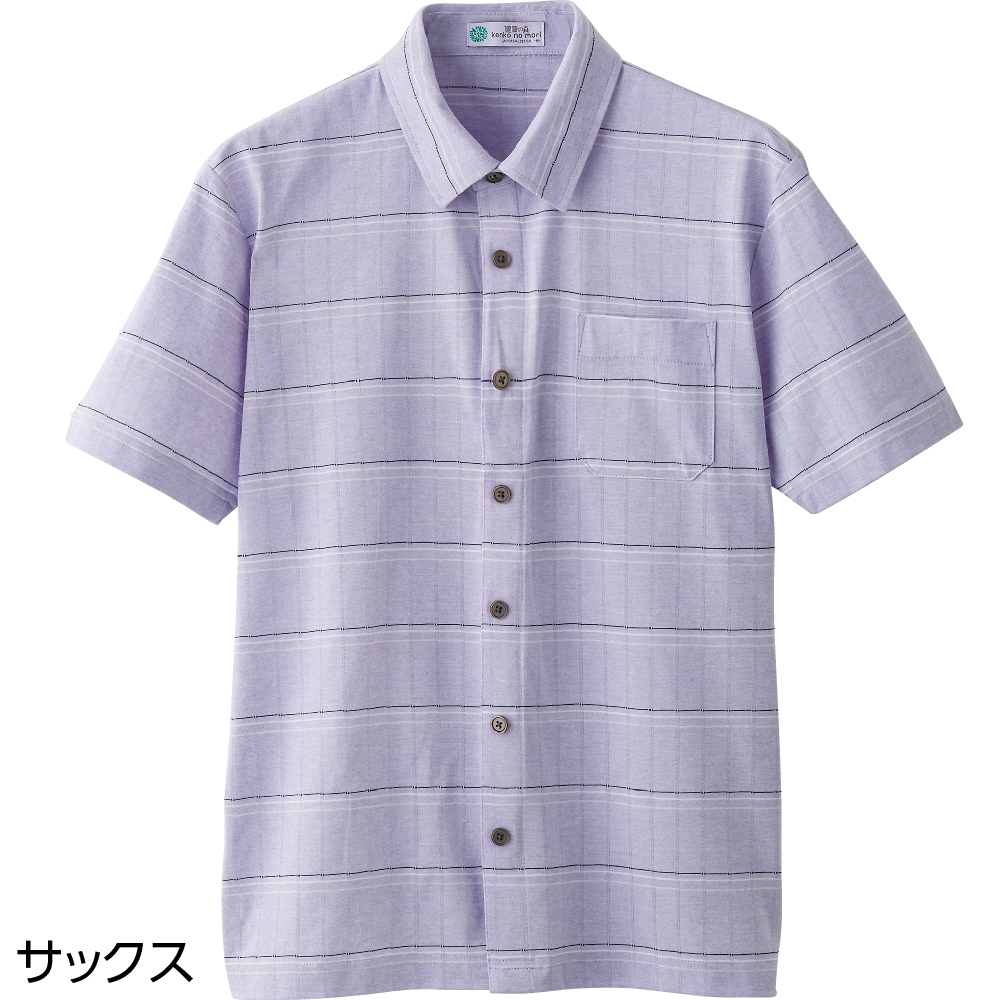 【紳士】麻混ワンタッチテープ半袖ニットシャツの画像