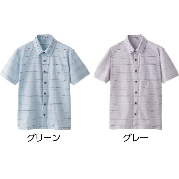 【紳士】麻混ワンタッチテープ半袖ニットシャツの画像