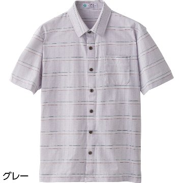 【紳士】麻混ワンタッチテープ半袖ニットシャツの画像