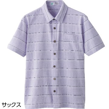 【紳士】麻混ワンタッチテープ半袖ニットシャツの画像