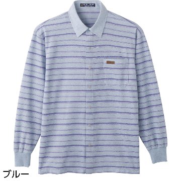 【紳士】麻混スナップ釦ニットシャツの画像