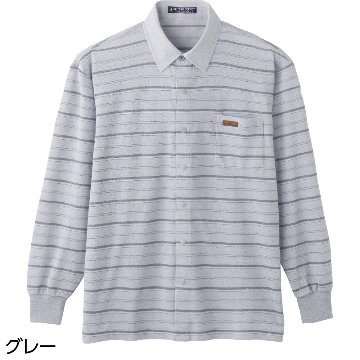 【紳士】麻混スナップ釦ニットシャツの画像