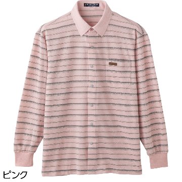 【紳士】麻混スナップ釦ニットシャツ画像
