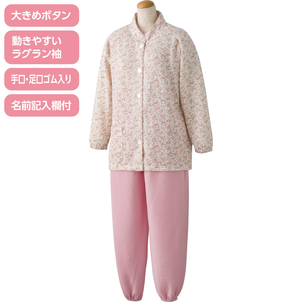 【婦人】大きめボタンキルトお部屋着調パジャマの画像