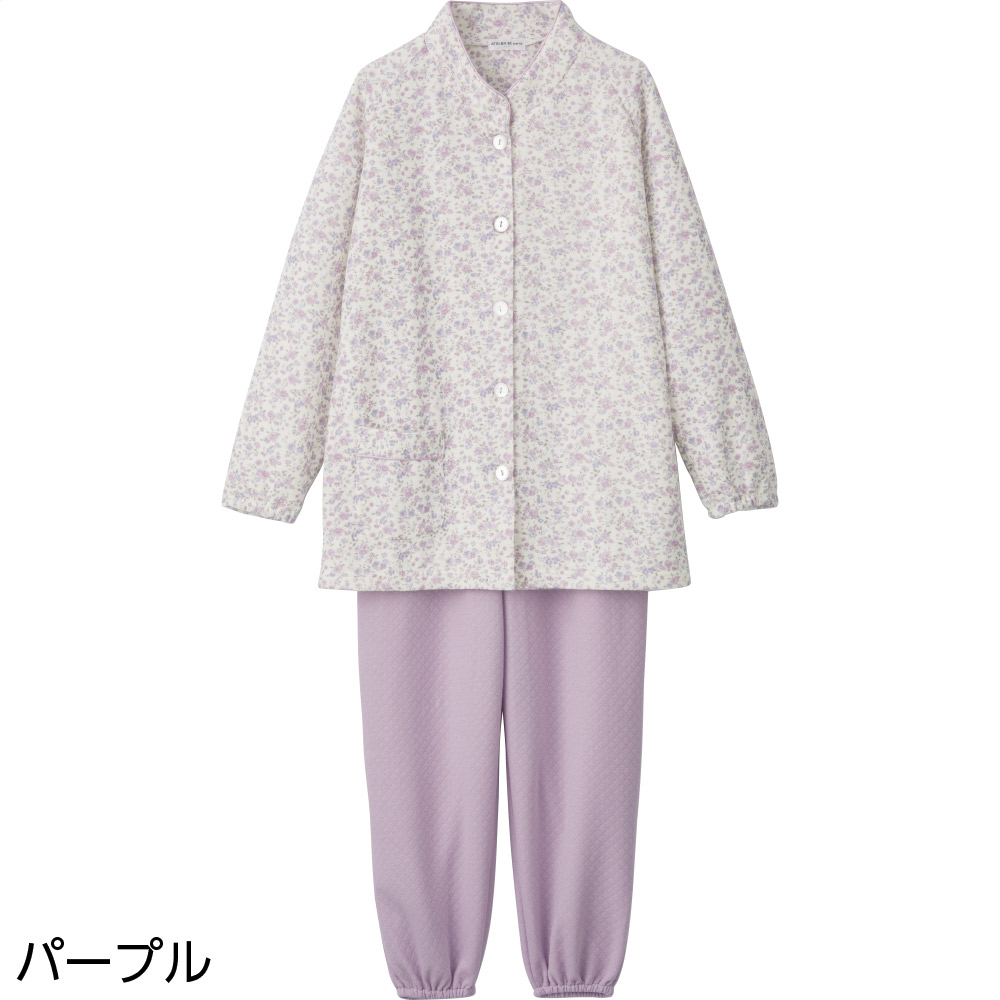 【婦人】大きめボタンキルトお部屋着調パジャマの画像