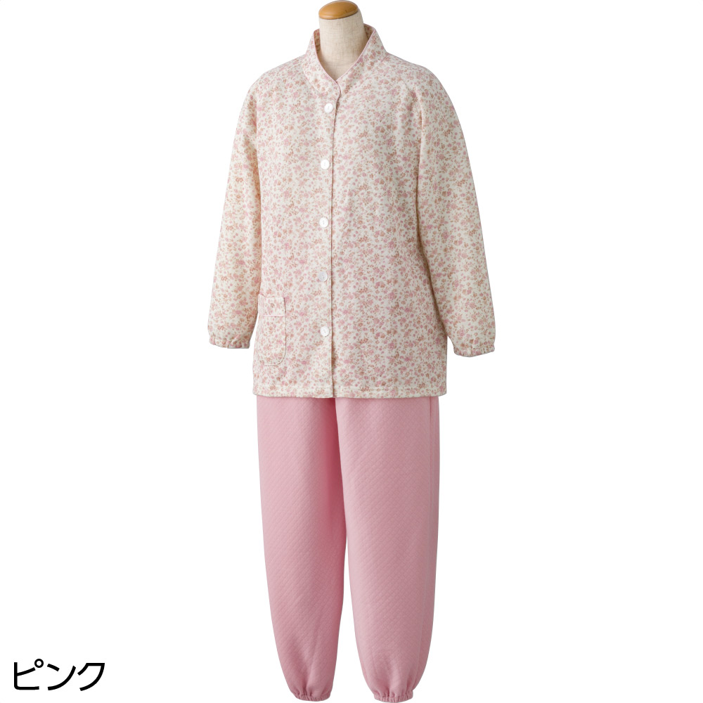 【婦人】大きめボタンキルトお部屋着調パジャマの画像