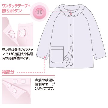 【婦人】フルオープンパジャマ（上下開閉）の画像