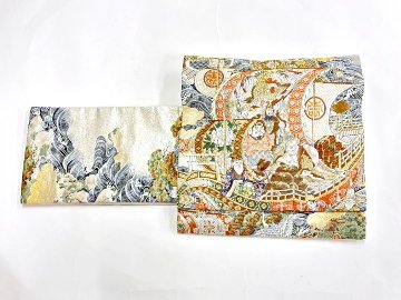 【日本製】高級正絹お太鼓帯 ☆Sサイズ 造り帯［SN004-OA］の画像