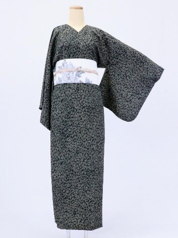 【日本製】（衿なし）高級夏着物 夏紬風 [N094][MTサイズ]着物単品画像