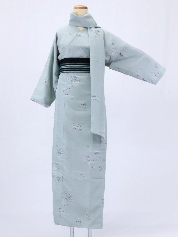【日本製】衿なし高級着物（小袖）絽 [N096][STサイズ]着物単品画像