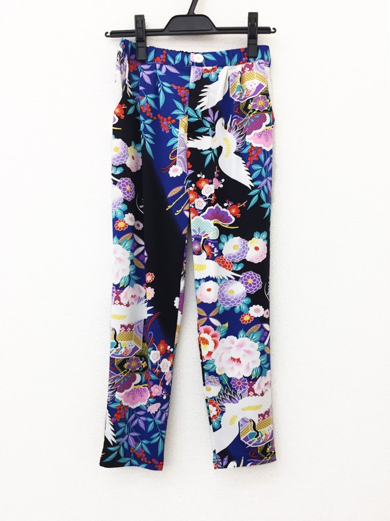 和柄セットアップ（パンツ）1-A（濃紺×青）の画像