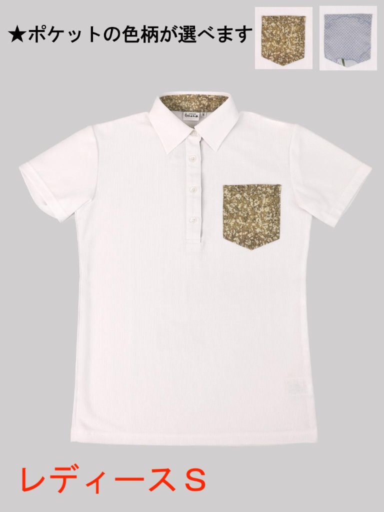 [レディース] 和柄ポロシャツ Ｓサイズ 白 の画像