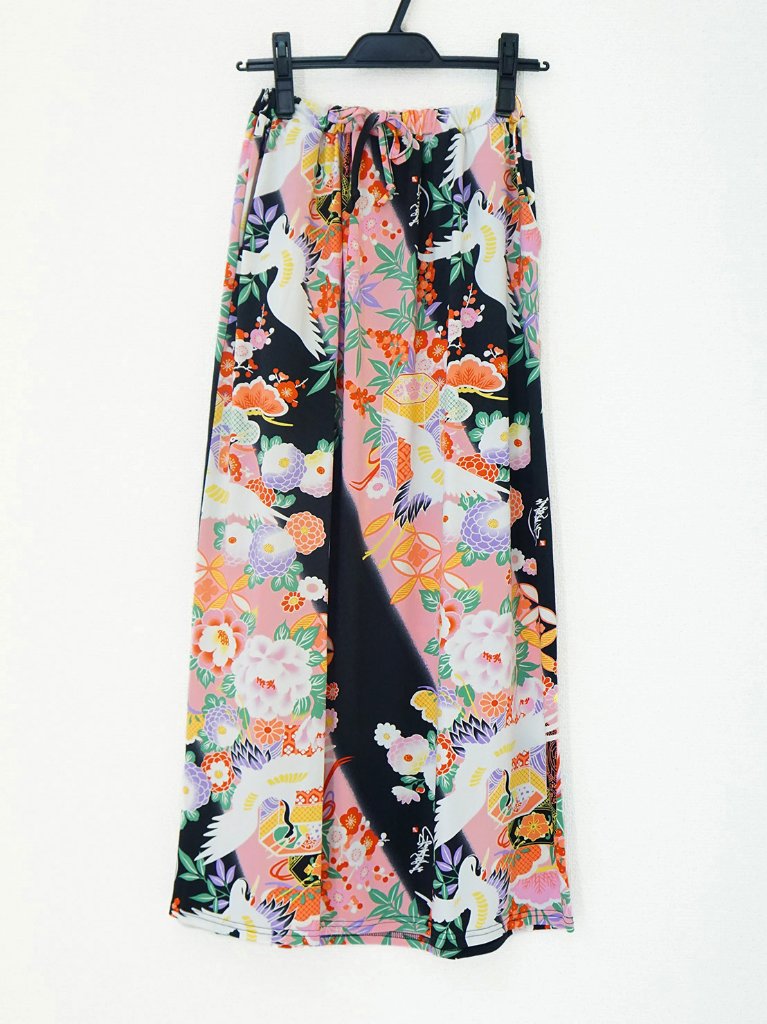 和柄セットアップ（スカート）1-C（黒×ピンク）の画像