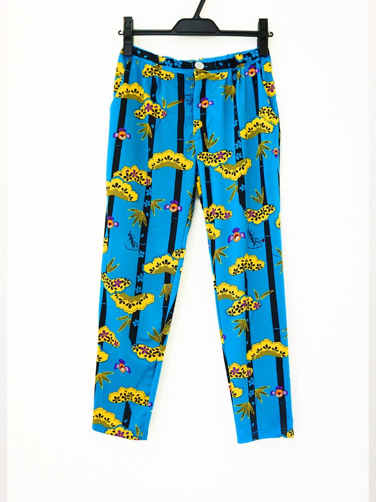 和柄セットアップ（パンツ）1-F（青）の画像