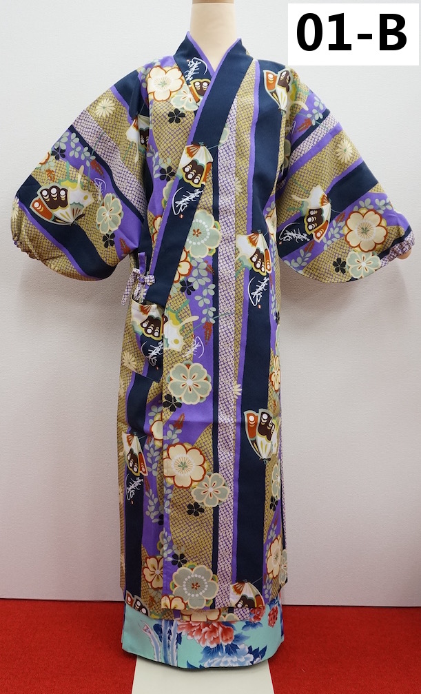 おしゃれ着物コート 衣織（桜紋蝶）紫画像