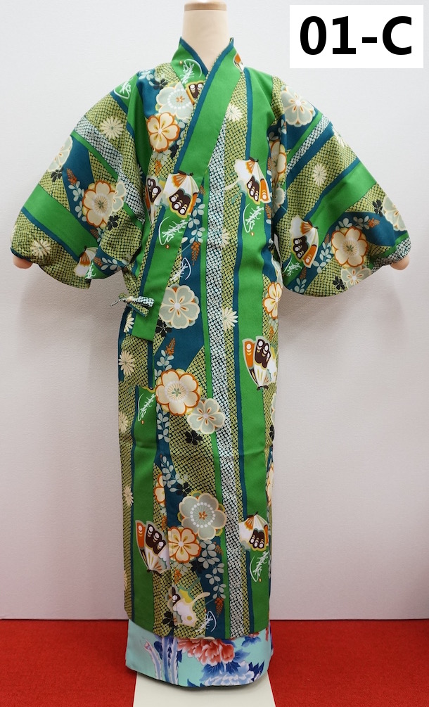 おしゃれ着物コート 衣織（桜紋蝶）緑の画像