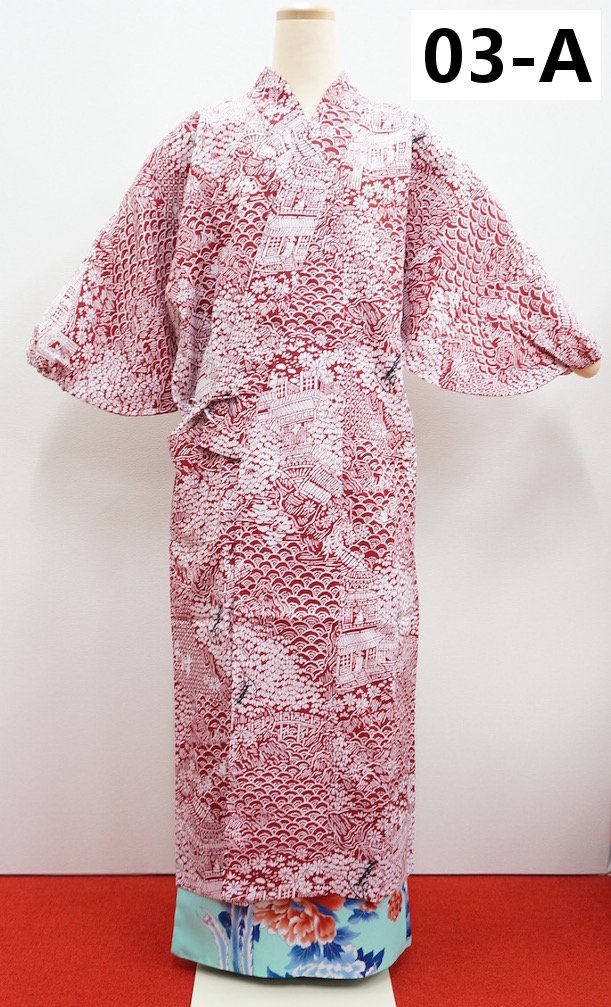 おしゃれ着物コート 衣織（山水）赤の画像