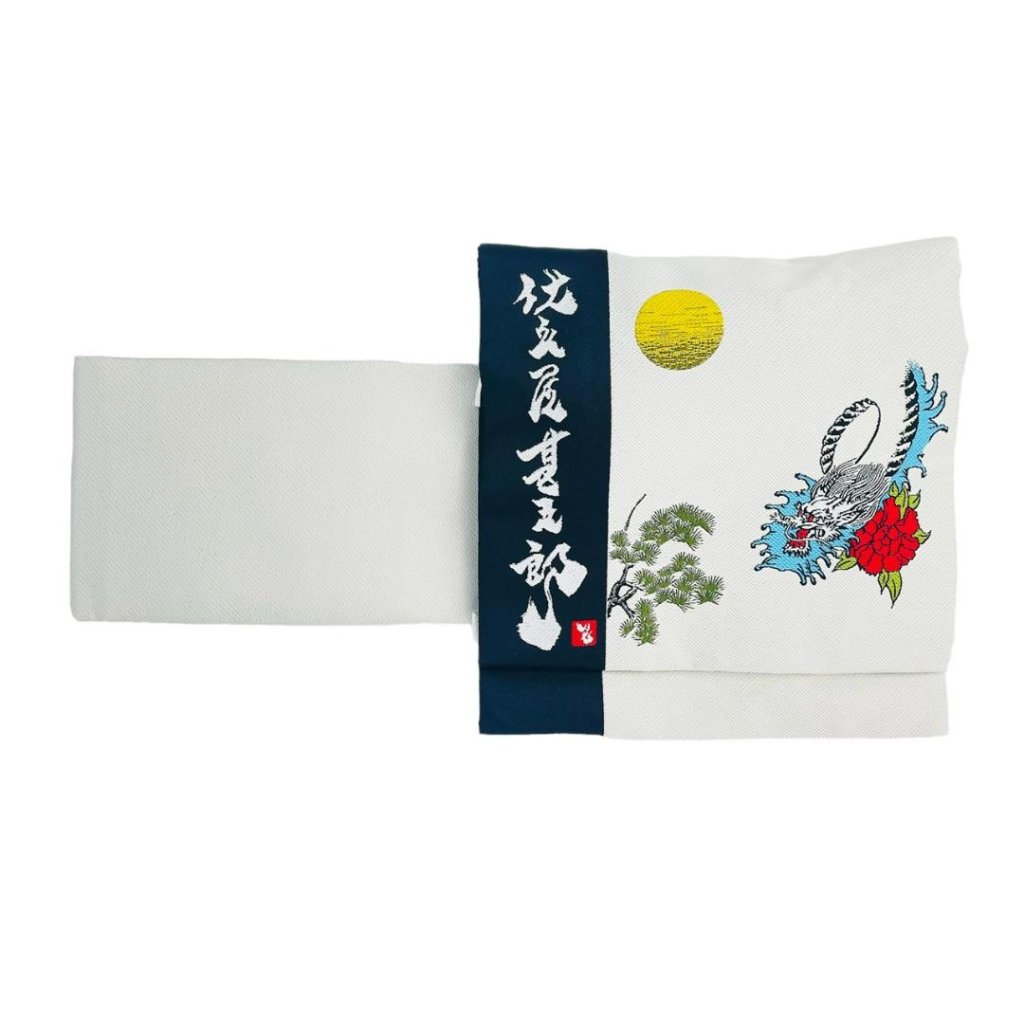 【日本製】 舞龍_限定お太鼓帯  白 S/M/Lサイズの画像