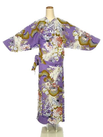 二部式着物(ゴムスカート) 袷 松竹梅 紫画像
