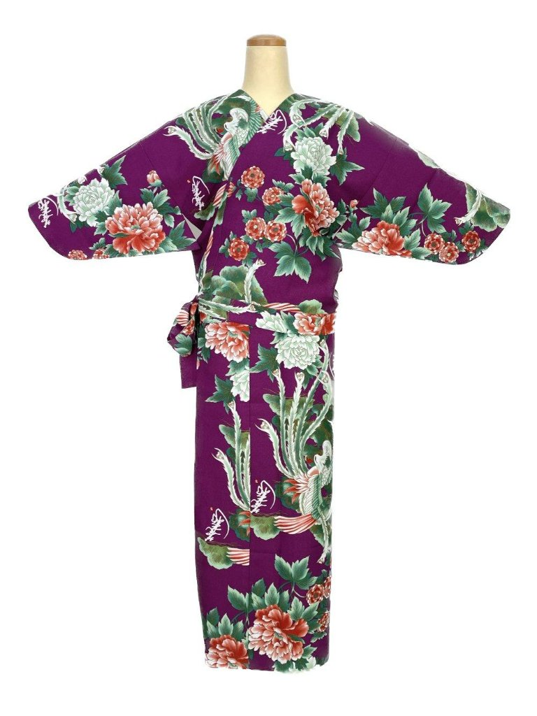 二部式着物(ゴムスカート) 袷 鳳凰 紫の画像