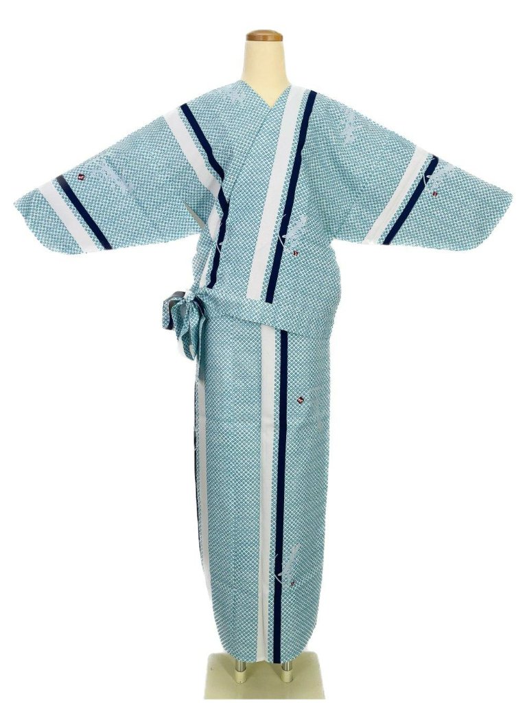 二部式着物(ゴムスカート) 袷 絞り 水色の画像