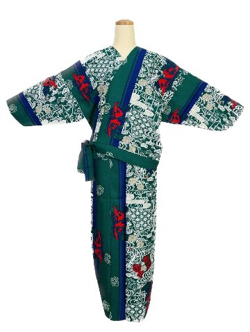 二部式着物(ゴムスカート) 袷 金太郎 緑画像