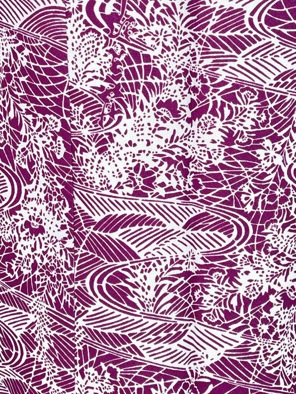 二部式着物(ゴムスカート) 袷 流水 紫画像