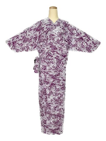 二部式着物(ゴムスカート) 袷 流水 紫画像