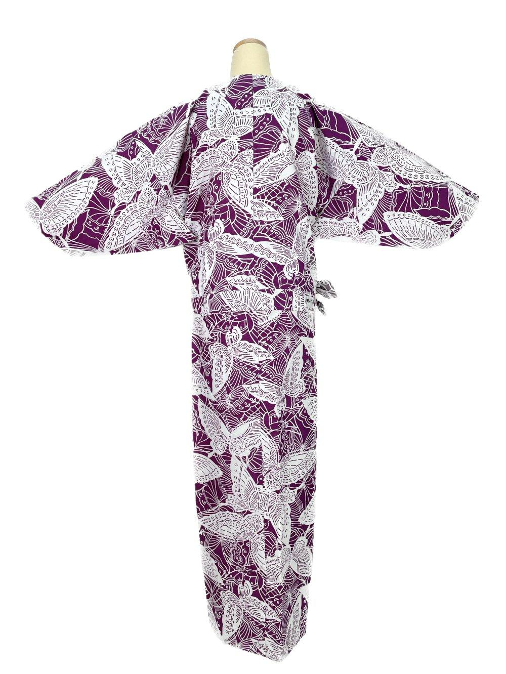 二部式着物(ゴムスカート) 袷 蝶 紫画像