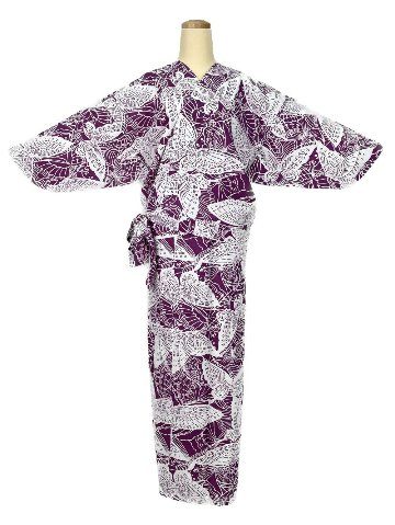 二部式着物(ゴムスカート) 袷 蝶 紫画像