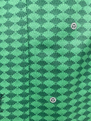 小袖着物（衿なし）＋帯＋ショール ３点セット(菊紋）緑画像