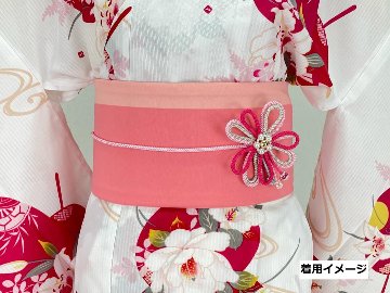 帯締め（花飾り）ピンク H-82画像
