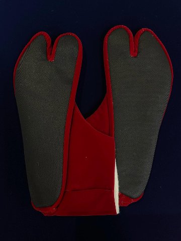 モダン刺繍足袋(ベルベット調) ワインレッド 24.5cm画像