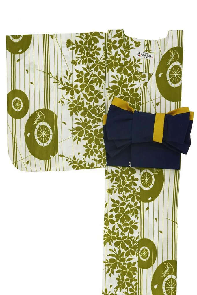 帯が選べる! (衿なし) 浴衣〈舞傘/金茶〉　※浴衣単品 ¥13,200の画像