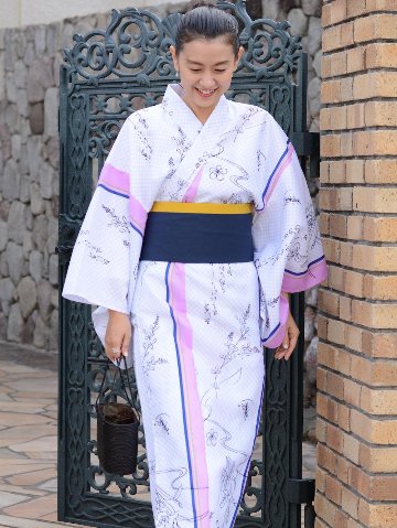 帯が選べる! (衿あり) 浴衣〈あやめ/ピンク水色〉　※浴衣単品 ¥13,200の画像
