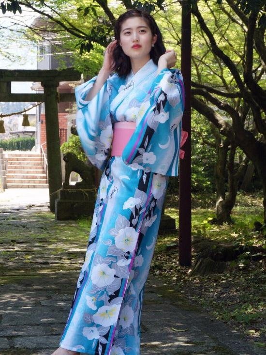 帯が選べる! (衿あり) 浴衣〈初恋/緑〉　※浴衣単品 ¥13,200の画像