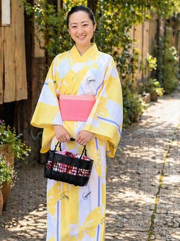 帯が選べる! (衿あり) 浴衣〈いろは蝶/黄〉　※浴衣単品 ¥13,200の画像