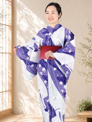 帯が選べる! (衿あり) 浴衣〈華みやび/紺〉　※浴衣単品 ¥13,200の画像