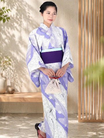 帯が選べる! (衿あり) 浴衣〈華みやび/青紫〉　※浴衣単品 ¥13,200の画像