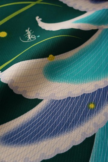 帯が選べる! (衿あり) 浴衣〈月ほたる/緑〉　※浴衣単品 ¥13,200画像