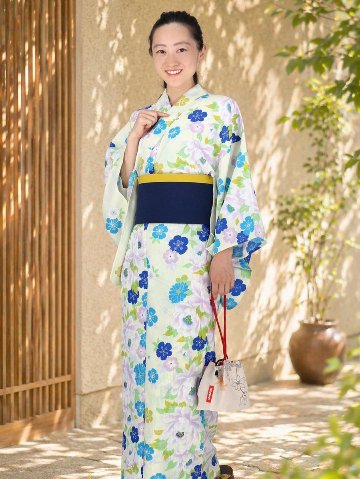 帯が選べる! (衿あり) 浴衣〈ぼたん/クリーム〉　※浴衣単品 ¥13,200の画像
