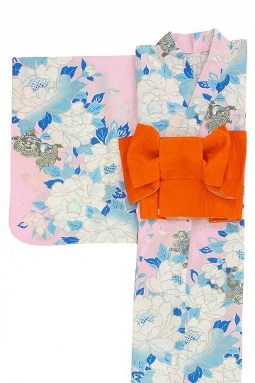 帯が選べる! (衿あり) 浴衣〈華牡丹/ピンク〉　※浴衣単品 ¥13,200画像