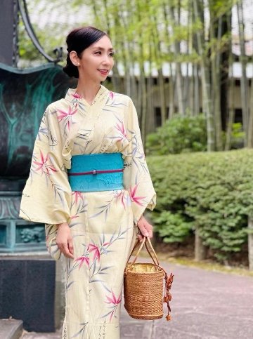 帯が選べる! (衿あり) 浴衣〈竹宵歌/黄〉　※浴衣単品 ¥13,200の画像
