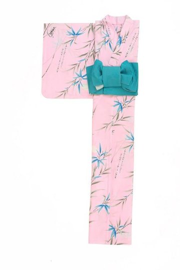 帯が選べる! (衿あり) 浴衣〈竹宵歌/ピンク〉　※浴衣単品 ¥13,200画像