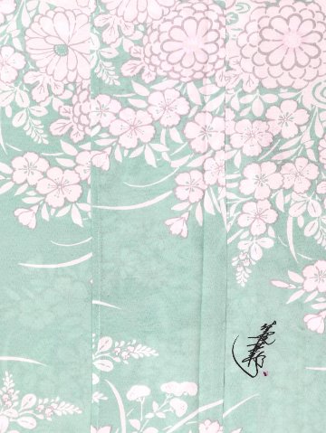 帯が選べる! (衿あり) 浴衣〈夢小菊/薄緑〉　※浴衣単品 ¥13,200画像