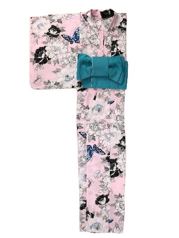 帯が選べる! (衿あり) 浴衣〈華蝶/ピンク〉　※浴衣単品 ¥13,200画像