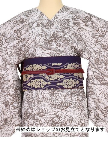 衿なし着物(リボン帯付き) [流水 茶] ※着物単品 ¥21,175画像