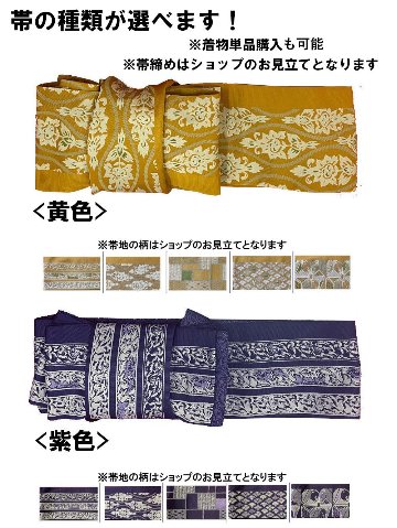 衿なし着物(リボン帯付き) [蝶 緑] ※着物単品 ¥12,650画像