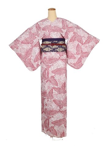 衿なし着物(リボン帯付き) [蝶 ピンク] ※着物単品 ¥12,650画像